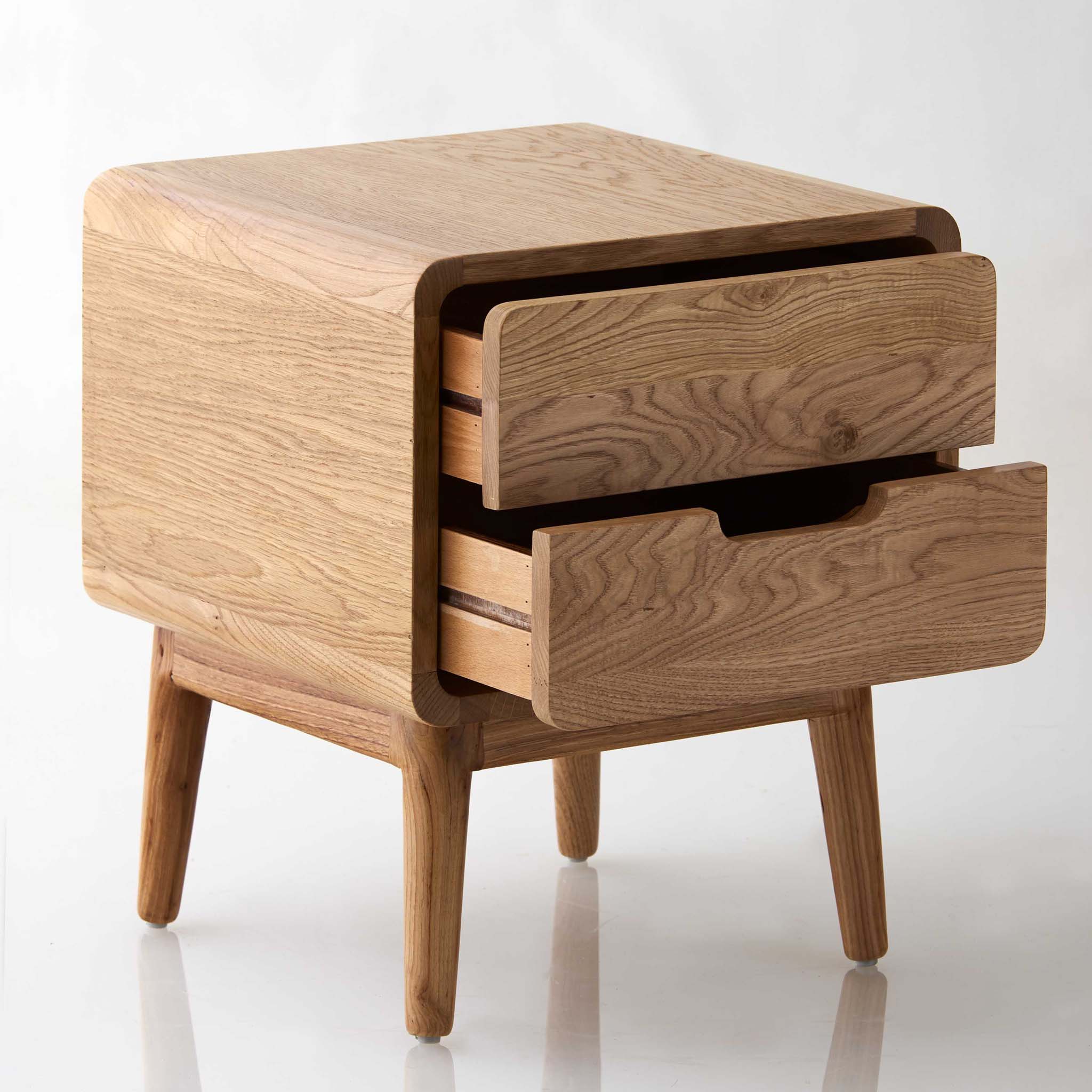 Meşe Ark Komodin Çift Çekmeceli